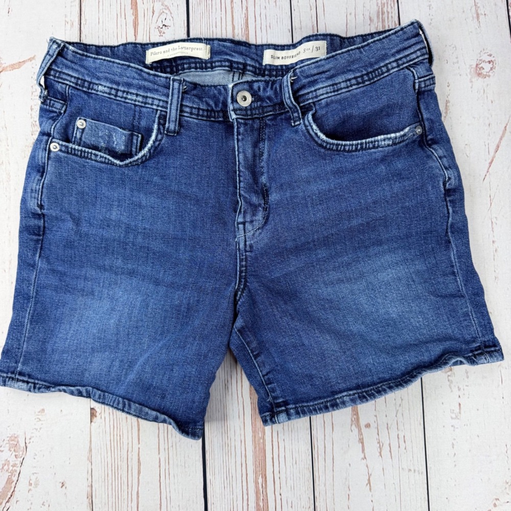 Pilcro & the Letterpress Anthropologie Slim Boyfriend Denim Shorts Blue Size 31
